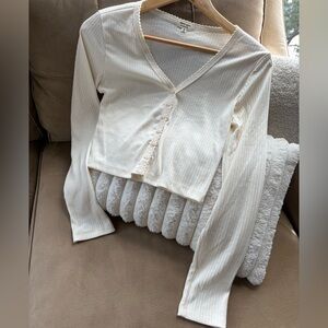 Heart Hips Cream Ribbed Top